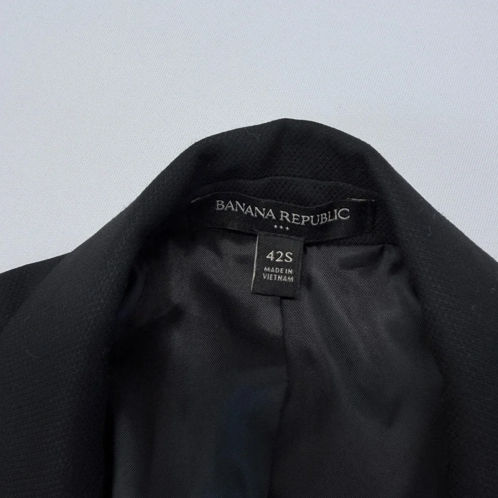 Banana Republic Mens Black Tailored Fit Textured Two Button Blazer Jacket 42S